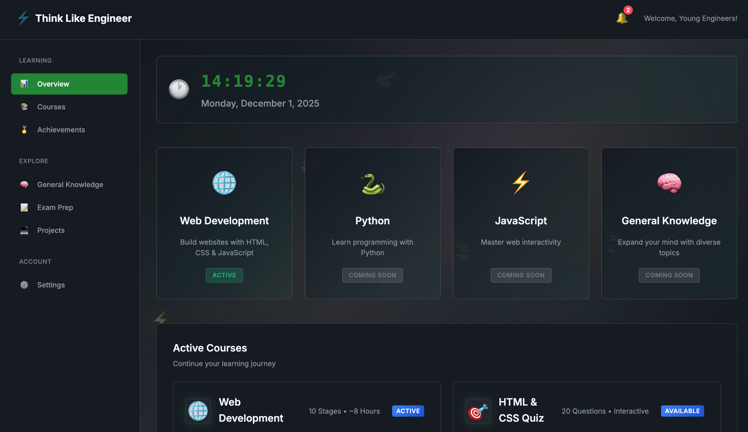 Think Like Engineers Dashboard